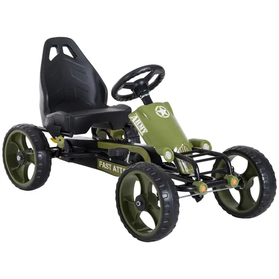 Buy HOMCOM Pedal Go Kart, Kids Ride On Racer with EVA Tyres, Manual Clutch, Braking, Adjustable Seat for Age 3-6 Years, Green
