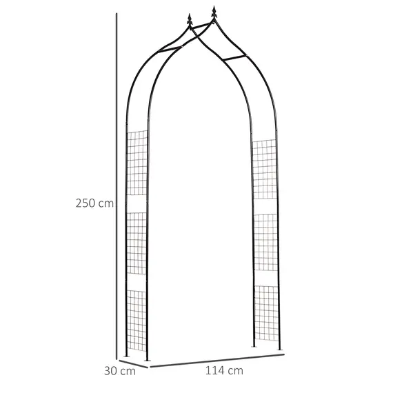 Buy Outsunny Vintage Style Steel Garden Patio Outdoor Arbor & Trellis Arch Support Vines & Climbing Plants Garden Decoration - Black 2.5H m, 3 image