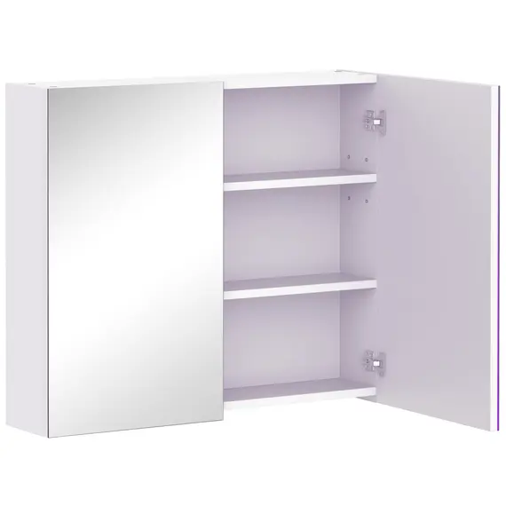 Buy Bathroom Mirror Cabinet, 3-Tier Wall Mount Bathroom Storage Cabinet with Soft-Close Hinges and Adjustable Shelf, Double Door Cupboard, 70 x 15 x 60 cm, White
