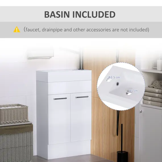 Buy Under Sink Bathroom Vanity Unit Ceramic Basin Sink Cloakroom Storage Cabinet Home Furniture, 5 image