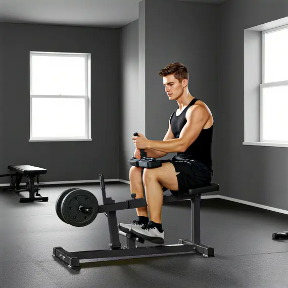 Buy SPORTNOW Seated Leg Extension Machine, Adjustable Leg Raise Machine and Curl Machine with Plate Loaded for Hip, Lower Body and Home Gym Workout, 2 image