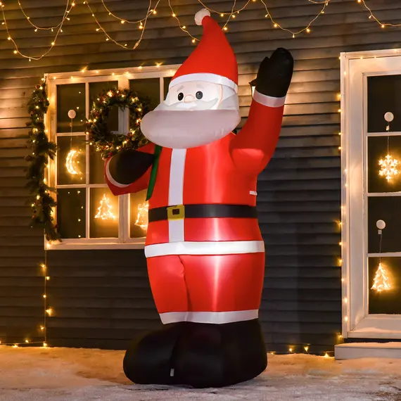 Buy 8ft Christmas Inflatable Santa Holiday Garden Decoration, Indoor Outdoor Lawn Blow Up Decor, 2 image