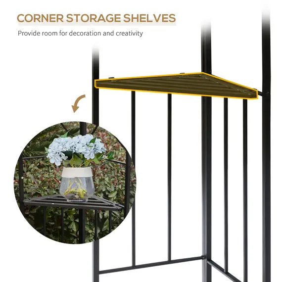 Buy Outsunny 3(m) x 3(m) Garden Gazebo, Double Roof Outdoor Gazebo Canopy Shelter with Netting, Solid Steel Frame for Garden, Lawn, Backyard and Deck, 6 image