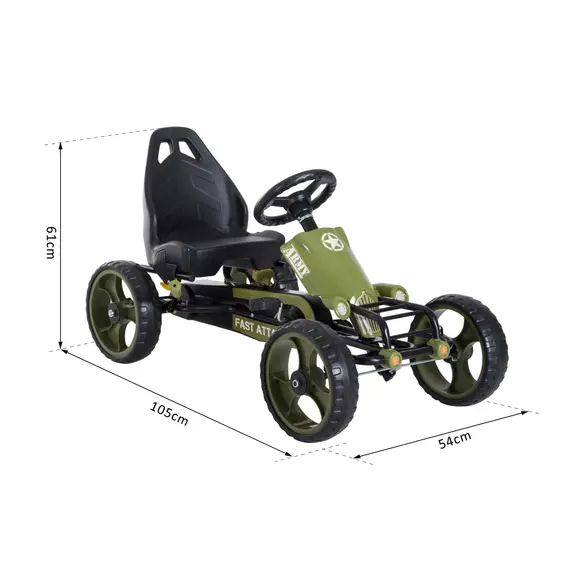 Buy HOMCOM Pedal Go Kart, Kids Ride On Racer with EVA Tyres, Manual Clutch, Braking, Adjustable Seat for Age 3-6 Years, Green, 3 image
