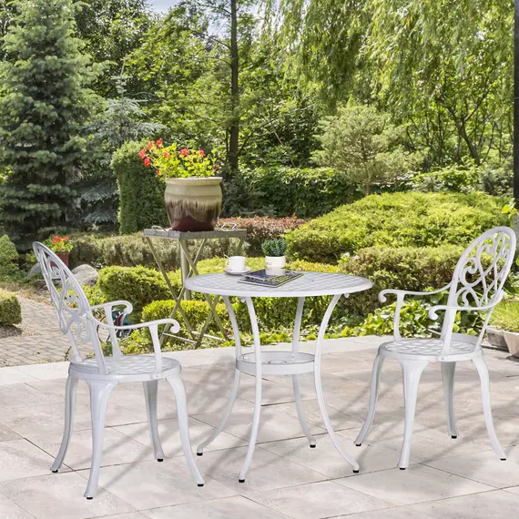Buy Three-Piece Elegant Aluminium Garden Set - White, 2 image