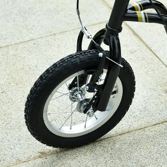 Buy HOMCOM Teen Kids Stunt Scooter w/ Adjustable Handlebar, 12 Inch Rubber Tyres, Dual Brakes, Black, 8 image