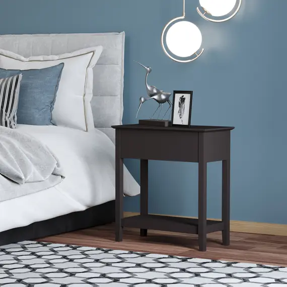 Buy End Table, Narrow Side Table with Flip Top , Shelf, Dark Coffee, 4 image