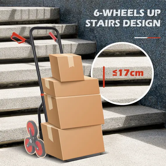 Buy DURHAND Stair Climbing Hand Truck, Heavy Duty Foldable Trolley on Wheels, Multi-Purpose Sack, Steel Truck Moving Trolley, 120kg, Red, 5 image