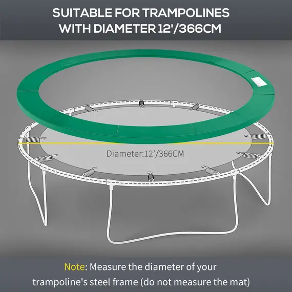 Buy 12FT Replacement Trampoline Pad Thick Foam Safety Φ366cm Spring Cover Bounce Padding - Green, 5 image