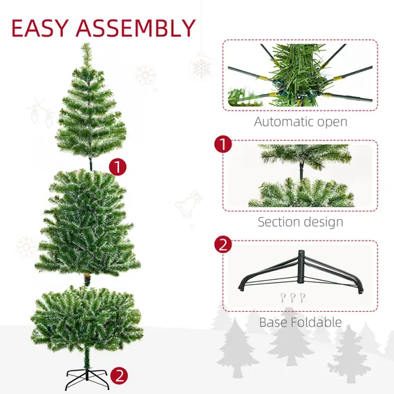 Buy 7FT Indoor Christmas Tree Artificial Decoration Xmas Gift with Metal Stand Branch Tips, 6 image