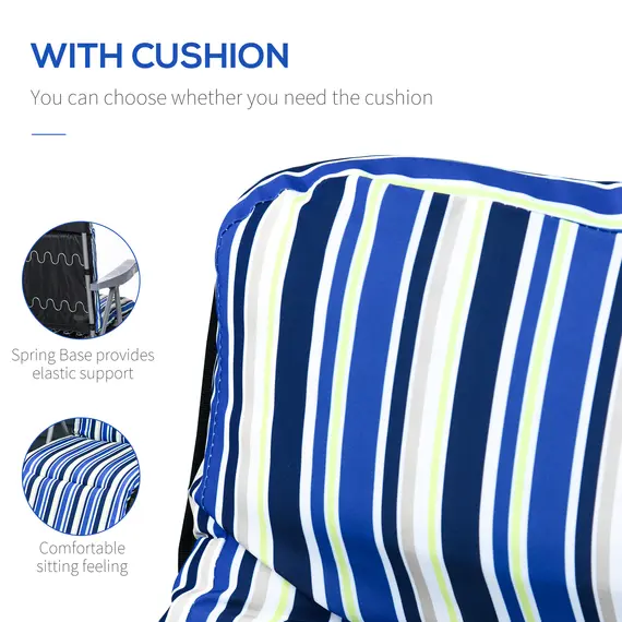 Buy Outsunny Reclining Garden Chair Set of 2, 5-Level Adjustable Zero Gravity Chairs with Cushions, Folding Sun Lounger Garden Recliner Chairs with Armrests for Outdoor, Patio, Blue Stripe, 4 image