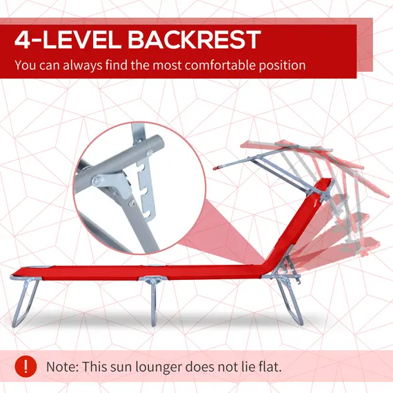 Buy Outsunny Folding Sun Lounger, Lounge Chairs Reclining Sleeping Bed with Adjustable Sun Shade Awning for Beach, Patio, 4 image
