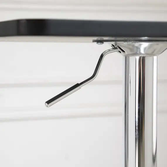 Buy Modern Height Adjustable Counter Bar Table with 360° Swivel Tabletop and Electroplating Metal Base, Pub Desk for Living Room, Kitchen, Restaurant, Pub, Black and Silver, 9 image