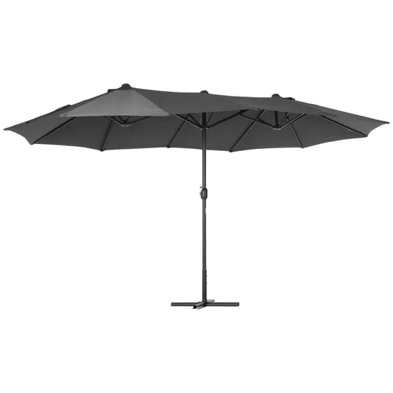 Buy 4.6M Sun Umbrella Canopy Double-sided Crank Sun Shade w/ Cross Base Grey