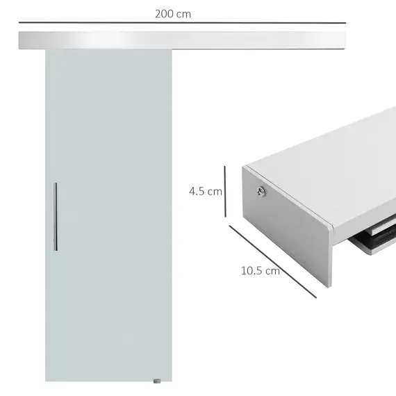 Buy 90cm Modern Sliding Door Set Kit w/ Frosted Glass Door Aluminium Rail Opaque Home Decoration DIY Office Style, 3 image