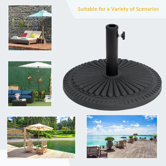 Buy Outsunny 14kg Round Cement Parasol Base Umbrella Weight Stand Holder Fits Φ35mm,Φ38mm,Φ48mm Pole for Patio Outdoor Garden - Black, 7 image