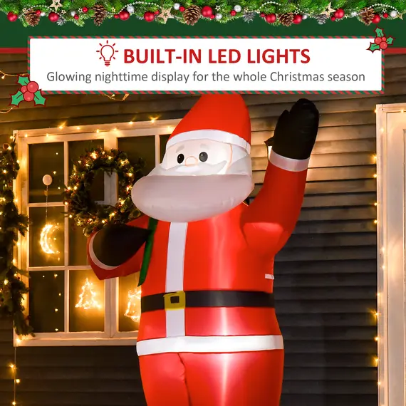 Buy 8ft Christmas Inflatable Santa Holiday Garden Decoration, Indoor Outdoor Lawn Blow Up Decor, 4 image