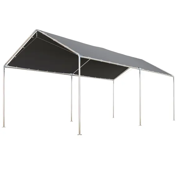 Buy Outsunny 3 x 6m Heavy Duty Carport Garage Car Shelter Galvanized Steel Outdoor Open Canopy Tent Water UV Resistant Waterproof, Grey