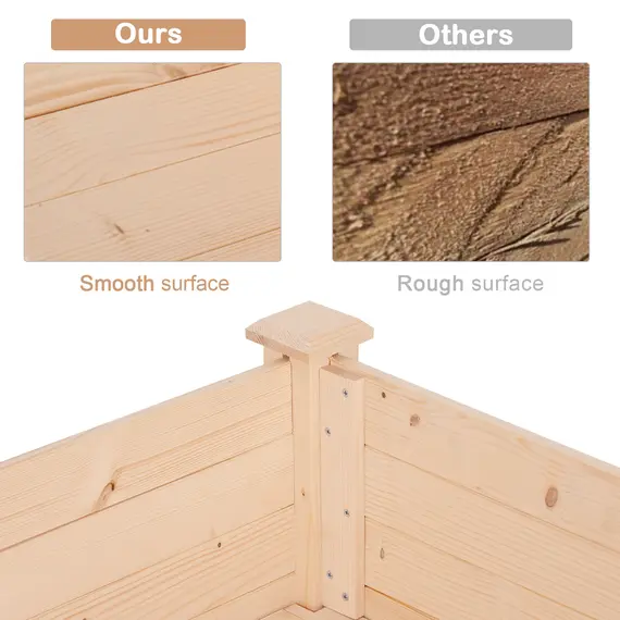 Buy Garden Wooden Planters， Non-Woven Fabric, Rectangular Raised Bed,Fir Wood，Indoor/Outdoor, 122.5Lx56.5Wx76H cm, 4 image