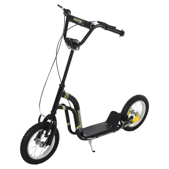 Buy HOMCOM Teen Kids Stunt Scooter w/ Adjustable Handlebar, 12 Inch Rubber Tyres, Dual Brakes, Black
