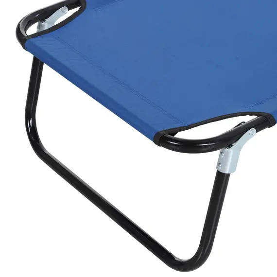 Buy Outsunny Foldable Sun Lounger with 5-Position Adjustable Backrest, Outdoor Portable Recliner Chaise Lounge Chair with Oxford Fabric for Patio, Beach, Garden, Camping, Blue, 9 image