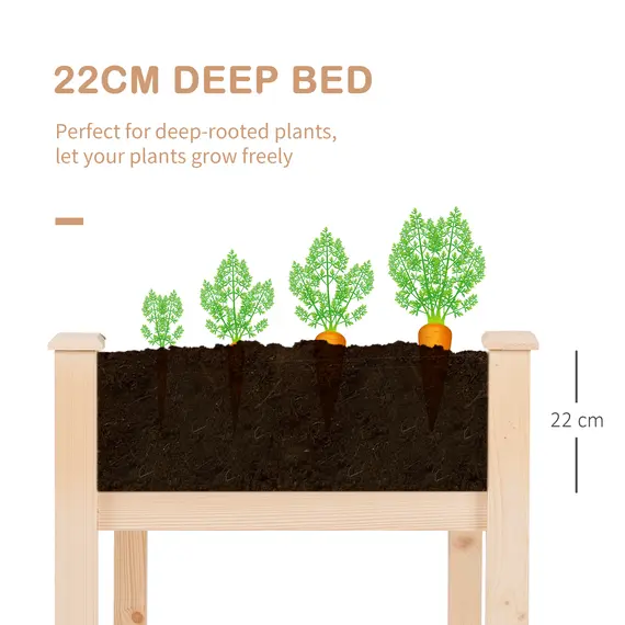 Buy Garden Wooden Planters， Non-Woven Fabric, Rectangular Raised Bed,Fir Wood，Indoor/Outdoor, 122.5Lx56.5Wx76H cm, 6 image