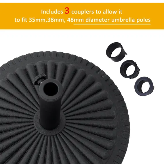 Buy Outsunny 14kg Round Cement Parasol Base Umbrella Weight Stand Holder Fits Φ35mm,Φ38mm,Φ48mm Pole for Patio Outdoor Garden - Black, 6 image