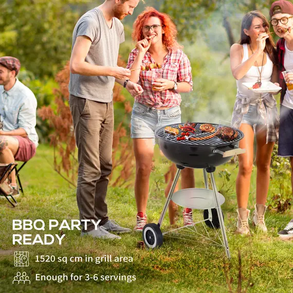 Buy Portable Round Kettle Charcoal Grill BBQ Smoker with Lid Outdoor Heat Control Party Patio Barbecue Garden, 4 image