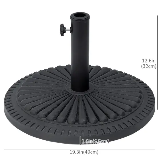 Buy Outsunny 14kg Round Cement Parasol Base Umbrella Weight Stand Holder Fits Φ35mm,Φ38mm,Φ48mm Pole for Patio Outdoor Garden - Black, 3 image