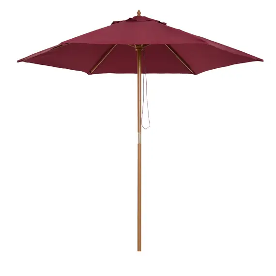 Buy Outsunny 2.5m Wood Garden Parasol Sun Shade Patio Outdoor Wooden Umbrella Canopy Wine Red