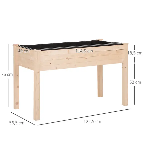 Buy Garden Wooden Planters， Non-Woven Fabric, Rectangular Raised Bed,Fir Wood，Indoor/Outdoor, 122.5Lx56.5Wx76H cm, 3 image