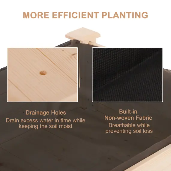 Buy Garden Wooden Planters， Non-Woven Fabric, Rectangular Raised Bed,Fir Wood，Indoor/Outdoor, 122.5Lx56.5Wx76H cm, 7 image