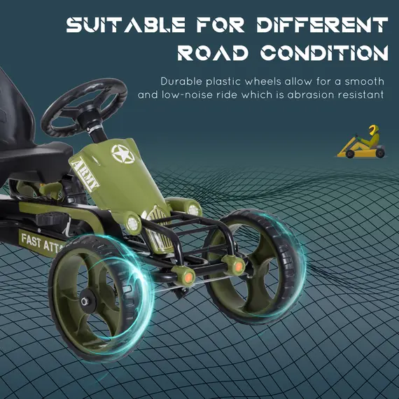 Buy HOMCOM Pedal Go Kart, Kids Ride On Racer with EVA Tyres, Manual Clutch, Braking, Adjustable Seat for Age 3-6 Years, Green, 6 image