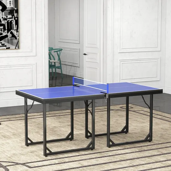 Buy 6ft Table Tennis Table, Ping Pong Table with Net, Foldable and Portable Ping Pong Set for Indoor Outdoor Use, Easy Assemble, Midsize, Blue, 7 image