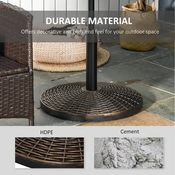 Buy Outsunny 25 kg Plastic and Cement Rattan Pattern Parasol Base - Antique Bronze, 5 image