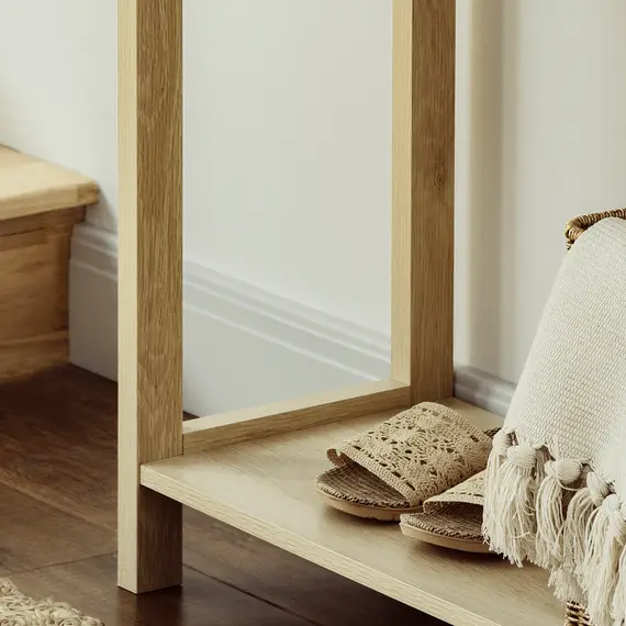 Buy Console Sofa Table Hallway Side Desk with Storage Shelf Drawer for Entryway Living Room Bedroom Natural, 9 image