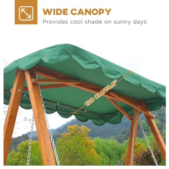 Buy 3-Seater Pinewood Swing Chair-Green, 3 image