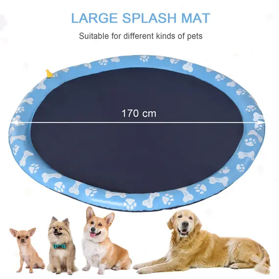 Buy PawHut Dog Splash Pad, Pet Sprinkler Mat, Non-Slip Dog Paddling Pool, Foldable Outdoor Sprinkler and Splash Mat Water Play for Garden, Patio, Summer Fun, 170 cm, 3 image