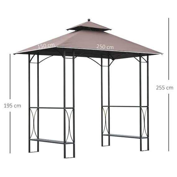 Buy Outsunny 2.5 x 1.5m BBQ Tent Canopy Patio Outdoor Awning Gazebo Party Sun Shelter - Coffee, 3 image