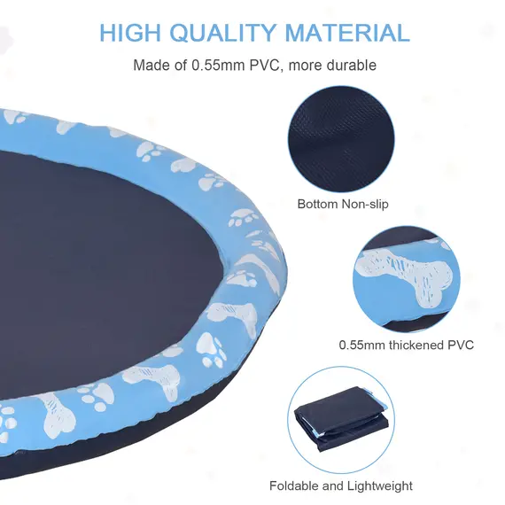 Buy PawHut Dog Splash Pad, Pet Sprinkler Mat, Non-Slip Dog Paddling Pool, Foldable Outdoor Sprinkler and Splash Mat Water Play for Garden, Patio, Summer Fun, 170 cm, 4 image