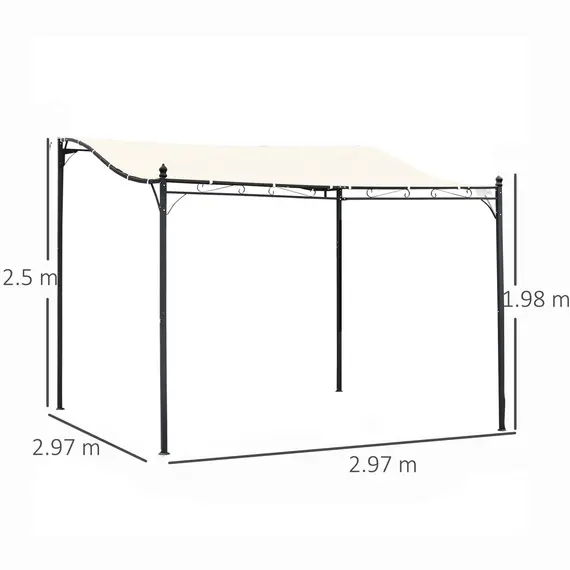Buy Outsunny 3x3 m Wall Mounted Garden Porch with UV Protection, Cream White, 3 image