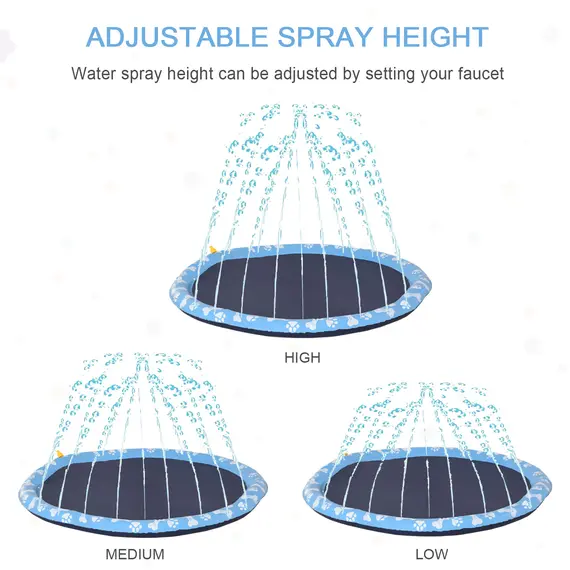 Buy PawHut Dog Splash Pad, Pet Sprinkler Mat, Non-Slip Dog Paddling Pool, Foldable Outdoor Sprinkler and Splash Mat Water Play for Garden, Patio, Summer Fun, 170 cm, 5 image