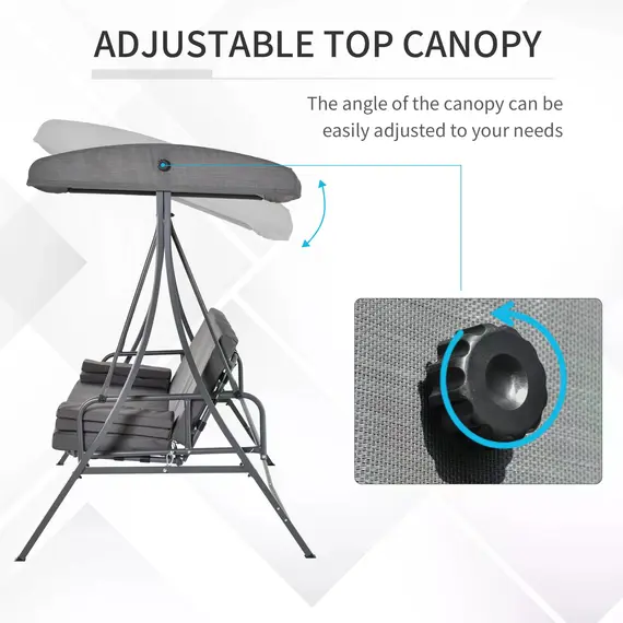 Buy 2-in-1 Patio 3 Seater Swing Chair Hammock w/ Cushion Adjustable Canopy Garden, 5 image