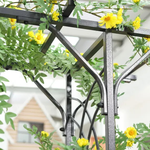 Buy 210cm Decorative Metal Garden Trellis Arch with Durable Steel Tubing & Elegant Scrollwork, Great for Weddings, Dark Gre, 9 image
