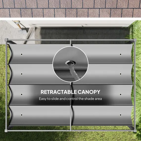 Buy Outsunny 3 x 2m Metal Outdoor Pergola with Retractable Roof, Outdoor Gazebo Canopy Shelter with Drainage Holes for Garden, Patio, Lawn, Grey, 6 image