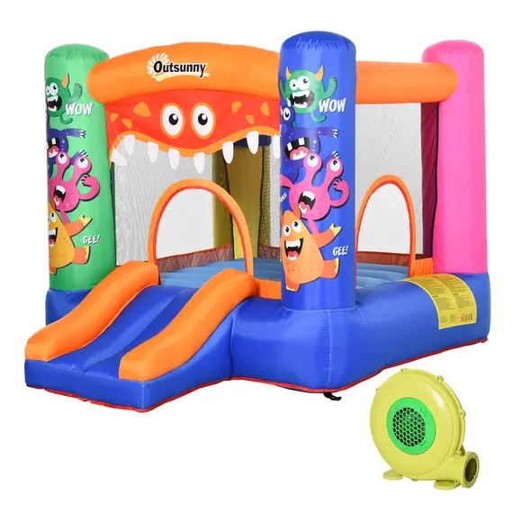 Buy Outsunny Bouncy Castle Inflatable Basket Trampoline Slide Monster Design 180 x 250 x 175 (CM)