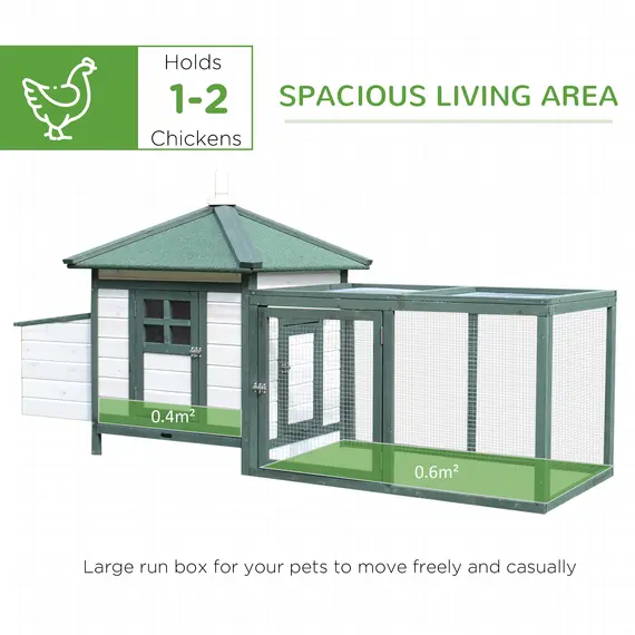 Buy Chicken Coop, Small Animal Pet cage w/ Nesting Box, Wooden Outdoor Run, Green, 4 image