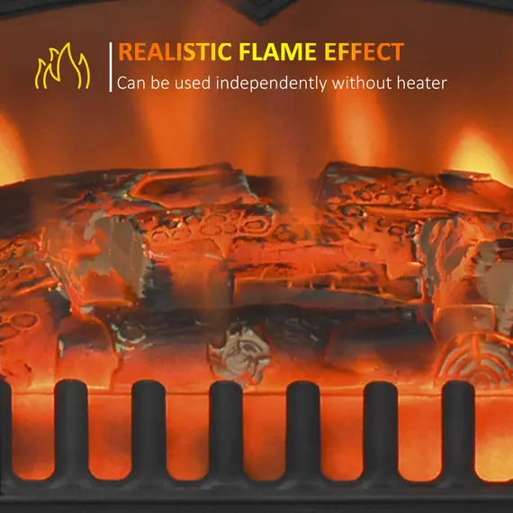 Buy HOMCOM Freestanding Electric Fireplace Indoor Heater Glass View Log Wood Burning Effect Flame Portable Fireplace Stove 950/1850W Black, 5 image