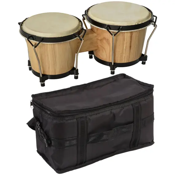 Buy HOMCOM Wooden Bongo Drum Set Φ7.75" & Φ7" w/ Drum Head, Percussion Instrument, Drums, Tuning Wrench For Adults Beginners