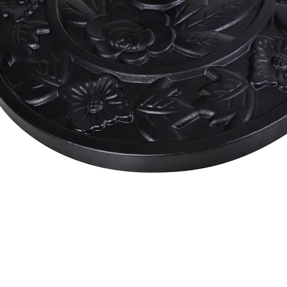 Buy Outsunny 9kg Resin Parasol Base, Half Round Umbrella Stand with Floral Design for Garden, Outdoor, Suitable Umbrella Rod: Φ3.8cm, Φ4.8cm, Black, 9 image